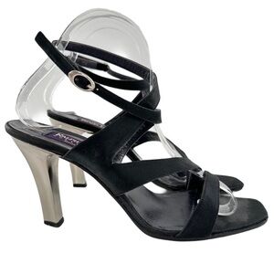 Ralph Lauren purple label heels 7.5 black satin Italian black tie prom 90s
